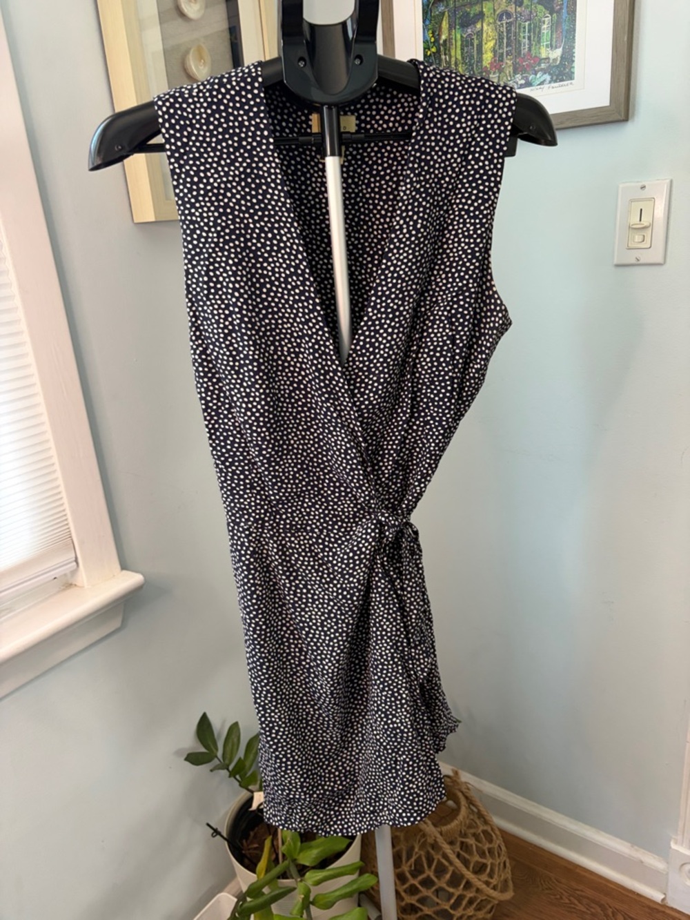 VTG Limited America Blue & White Polka Dot Wrap Dress